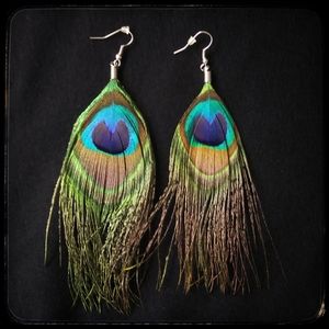 Hippie peacock neon bohemian summer earrings